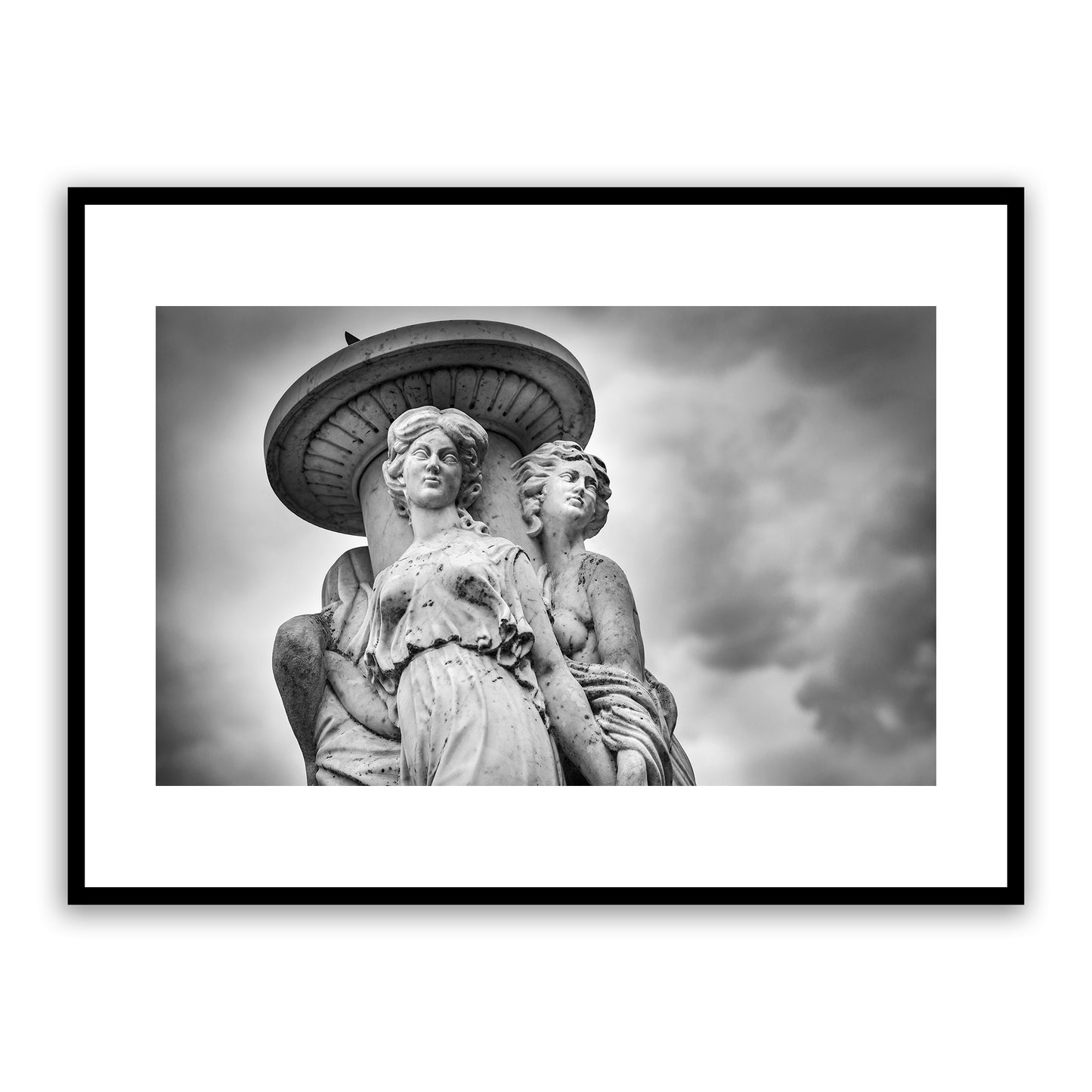 Weekes Sundial. Victorian sundial, sculpture, statue. Dane John Gardens, Canterbury. Fine art black and white photography print for sale.