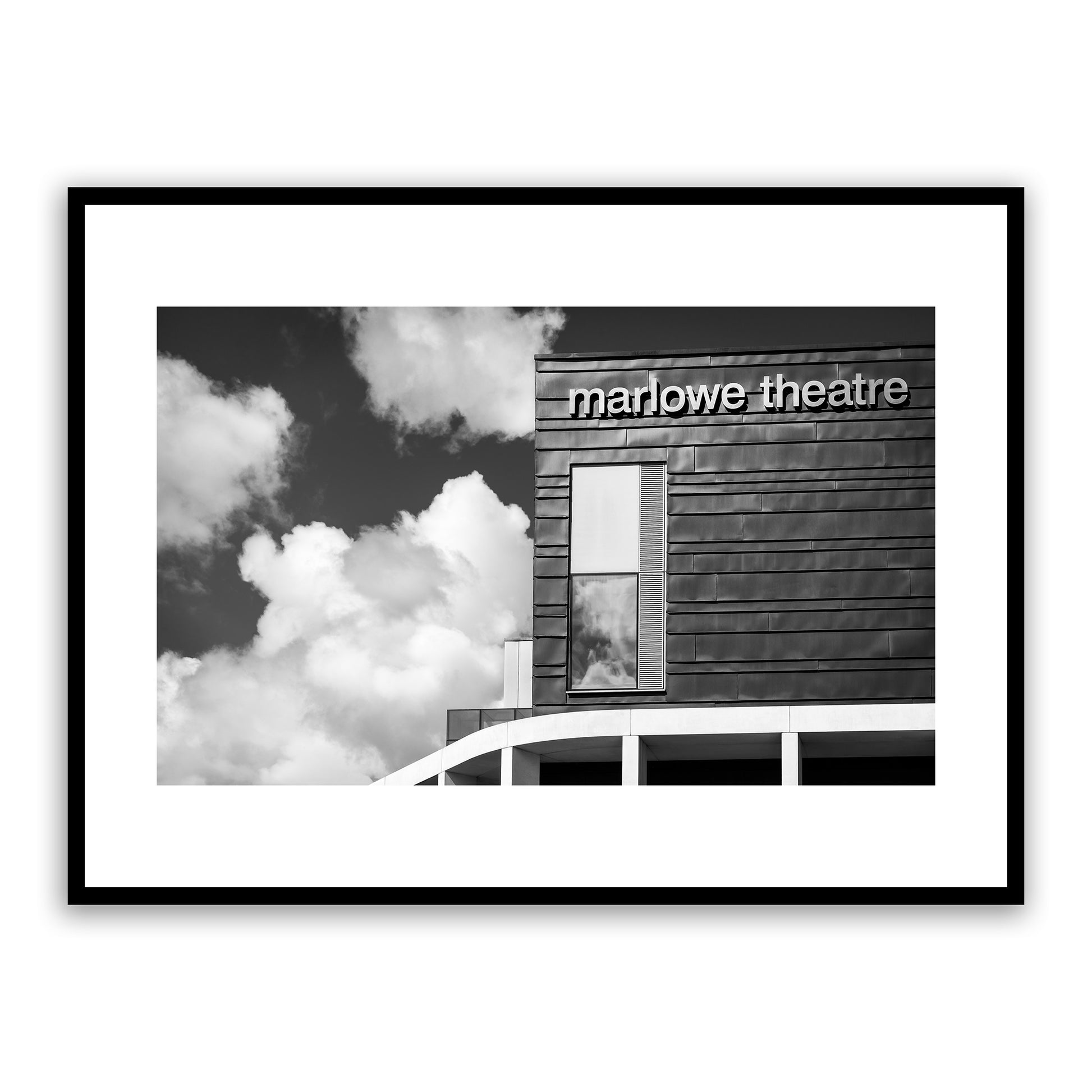 Marlowe Theatre, Canterbury, Kent, England. Fine art black and white photography print for sale.