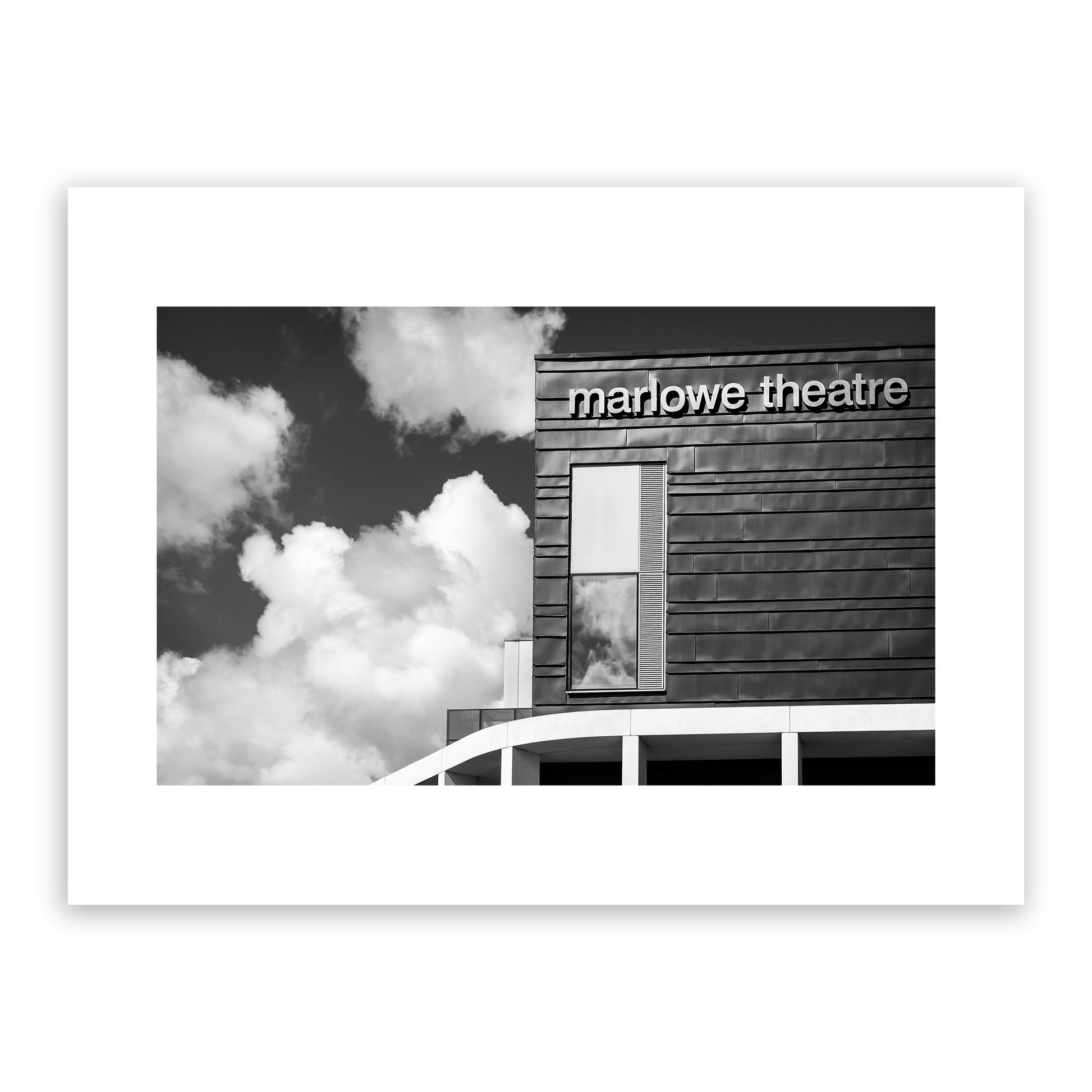 Marlowe Theatre, Canterbury, Kent, England. Fine art black and white photography print for sale.
