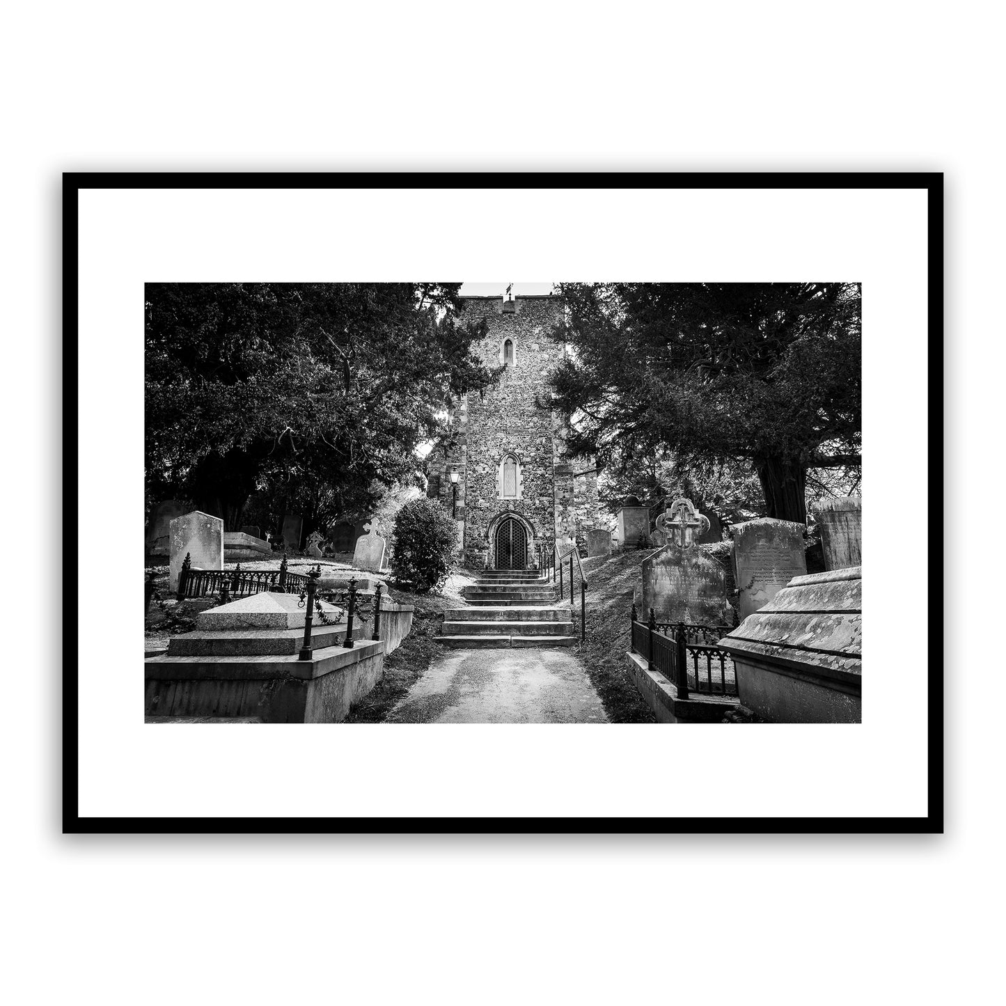 Saint Martin's Church, Canterbury, Kent, England. Oldest church in the English speaking world still in use today. Fine art black and white photography print for sale.